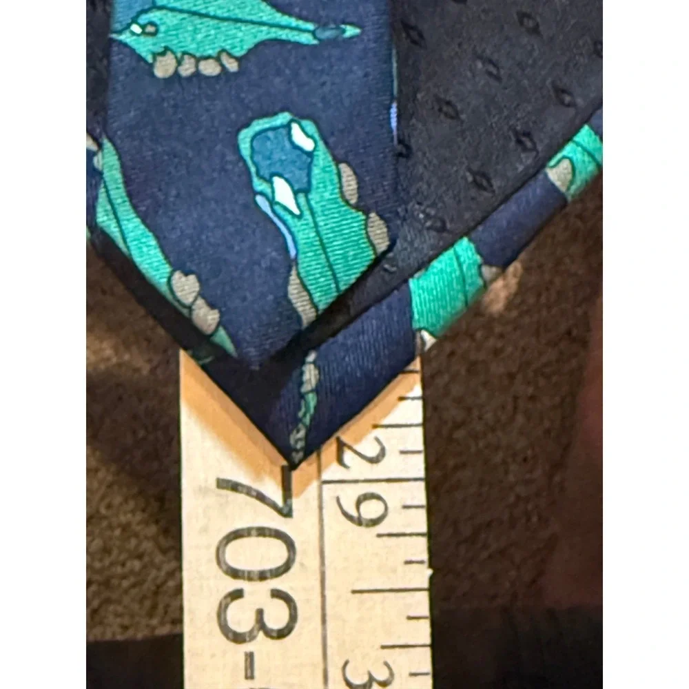 Josh Bach Mens Silk Tie Golf Course Aerial View Navy Blue Green Hand Finished